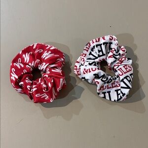 Stylish Red and White Muhlenberg College Scrunchie Set